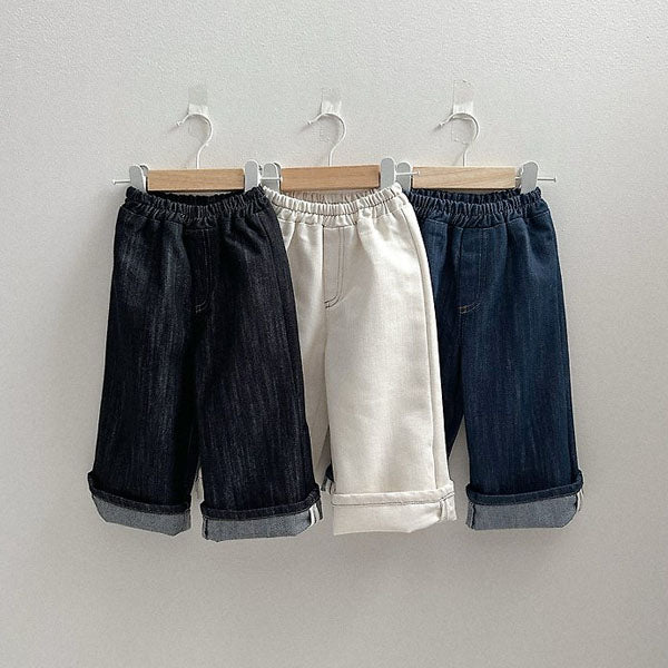 Non-Fade Pants Korean toddler pants in blue denim made in Korea