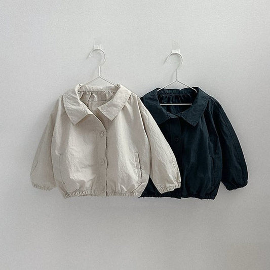 Ruffle Short Trench Coat Korean toddler jacket in light beige made in Korea