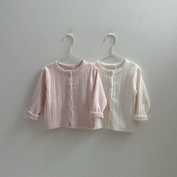 Eyelet Cardigan Korean toddler sweater in cream made in Korea