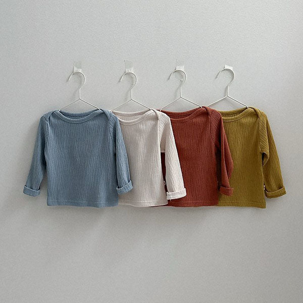 Critic Ribbed Tee Korean toddler t-shirt in cream made in Korea