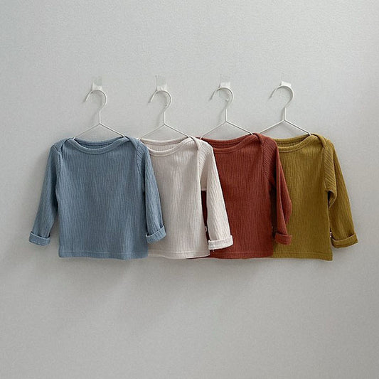 Critic Ribbed Tee Korean toddler t-shirt in cream made in Korea