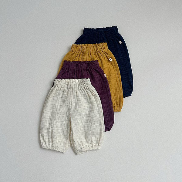 Tongtong Cropped Joggers Korean toddler pants in purple made in Korea