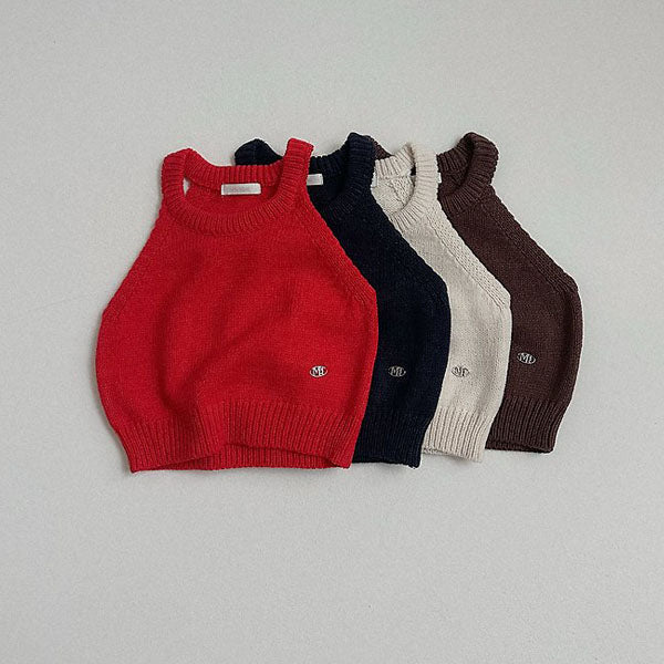 Halter Neck Knit Top Korean toddler sweater in red made in Korea