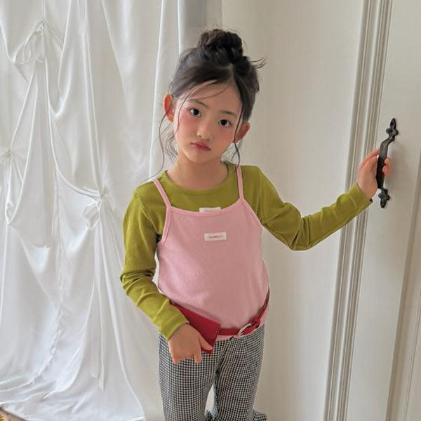 Vive Ribbed Tank Top Korean toddler tank top in olive made in Korea