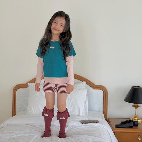 Tommy Stripe Shorts Korean toddler shorts in burgundy made in Korea