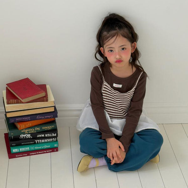 Tommy Stripe Bustier Korean toddler tops in burgundy made in Korea