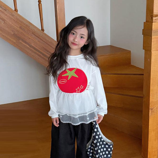Tomato Patch Tee Korean toddler t-shirt in ivory made in Korea