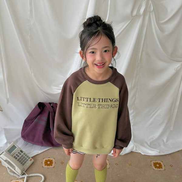 Little Raglan Sweatshirt Korean toddler sweater in olive made in Korea