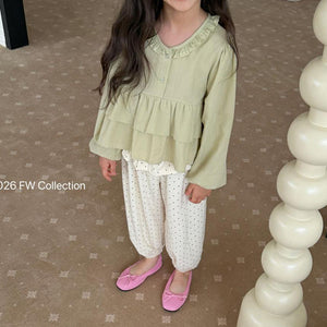 Yum Terry Ruffle Balloon-Fit Pants