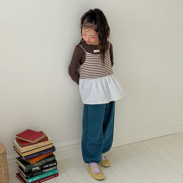 Betty Color Sweatpants Korean toddler pants in olive made in Korea