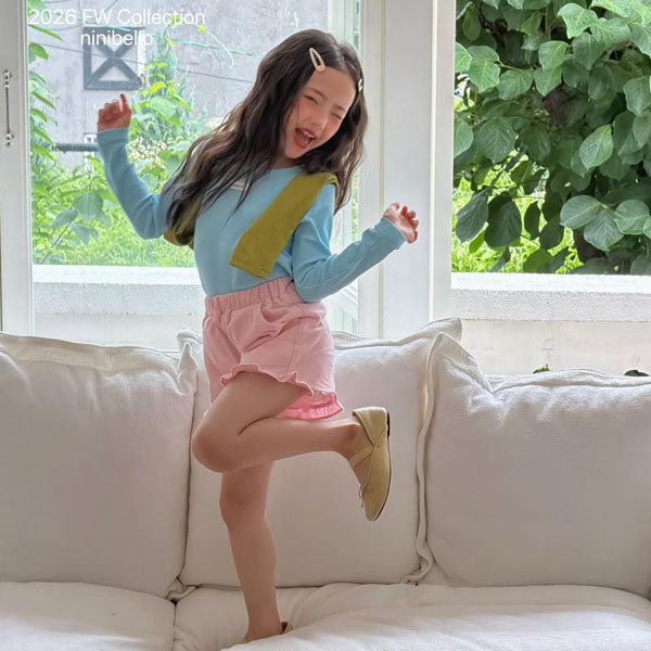Heart Corduroy Ruffle Pants Korean toddler pants in cream made in Korea