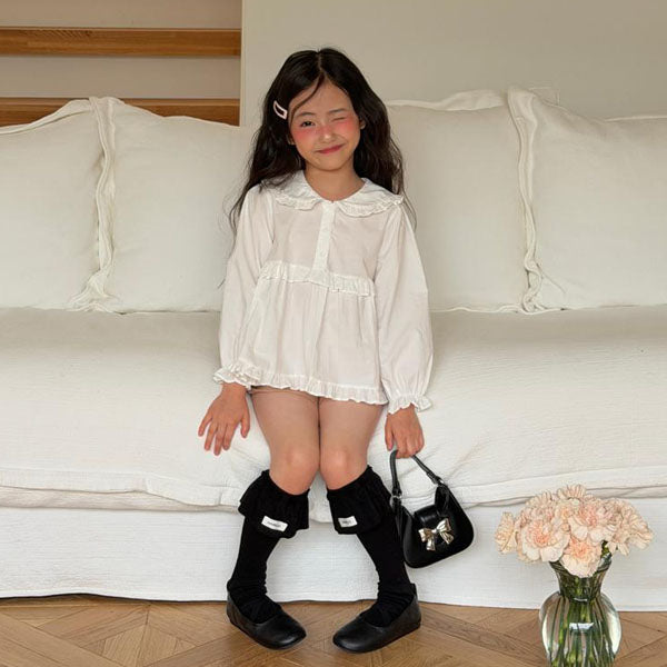 Wendy Collar Blouse Korean toddler blouse in check made in Korea