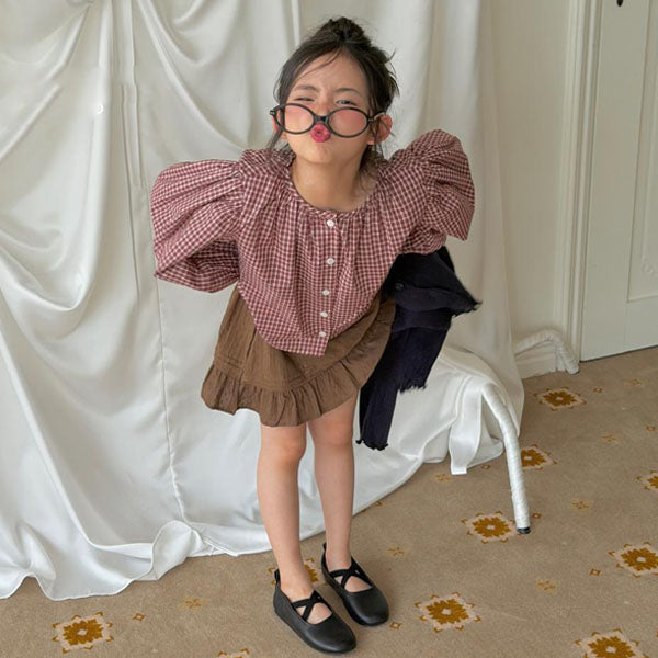 Hazel Purple Blouse Korean toddler blouse in dot made in Korea