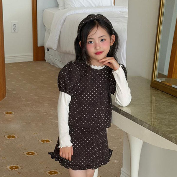 Dear Polka Dot Hairband Korean toddler accessory in gray made in Korea