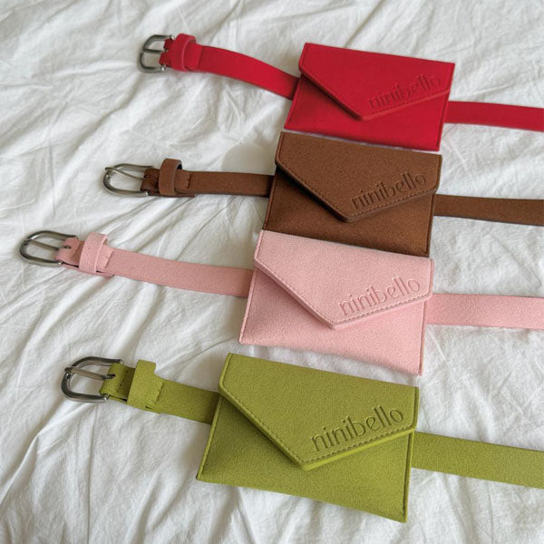 Suede Belt Bag Korean toddler accessory in red made in Korea