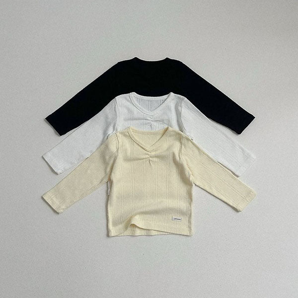 Lily Shirred Tee Korean toddler t-shirt in ivory made in Korea