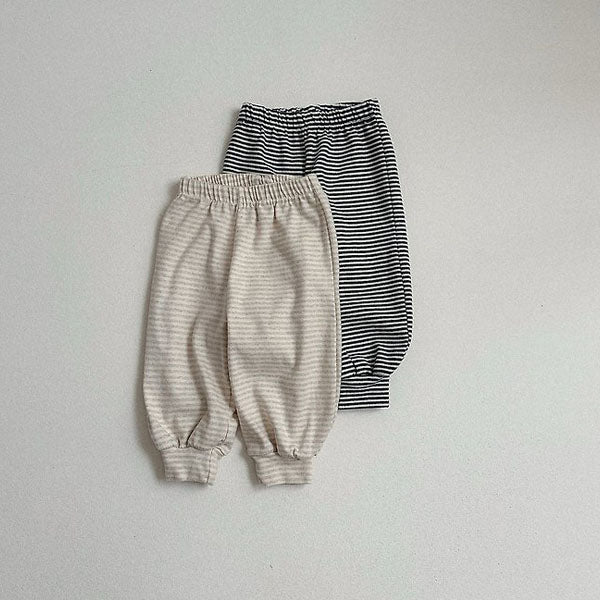Bunny Stripe Pants Korean toddler pants in oatmeal made in Korea