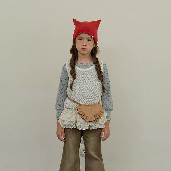 Floral Waffle Tee Korean toddler t-shirt in ivory made in Korea