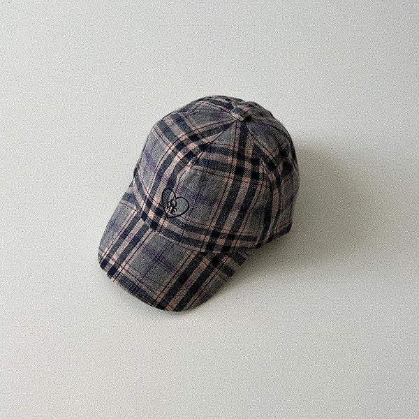 Ove Check Ball Cap Korean toddler accessory in purple made in Korea