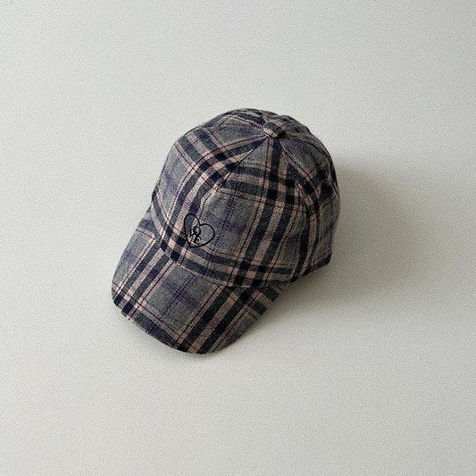 Ove Check Ball Cap Korean toddler accessory in purple made in Korea