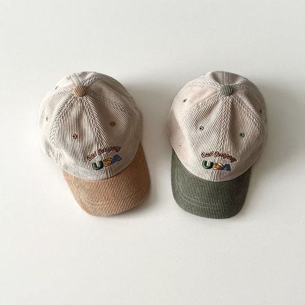 Corduroy Ball Cap Korean toddler accessory in beige made in Korea