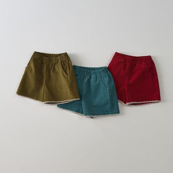 Corduroy Mellow Shorts Korean toddler shorts in red made in Korea