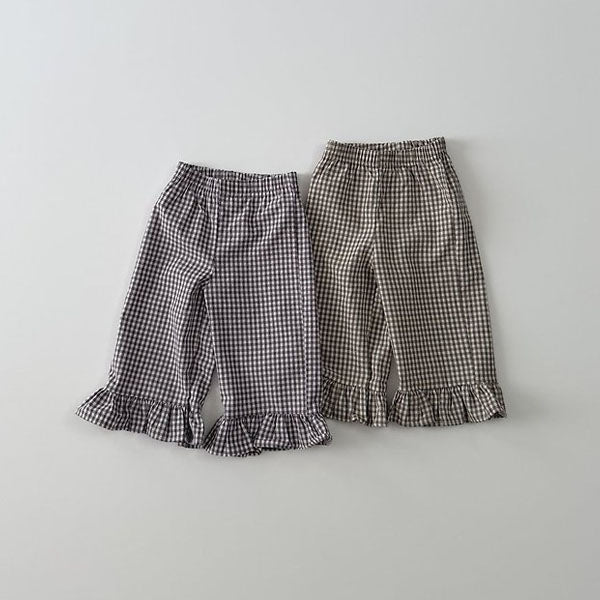 Sweet Check Pants Korean toddler pants in purple made in Korea
