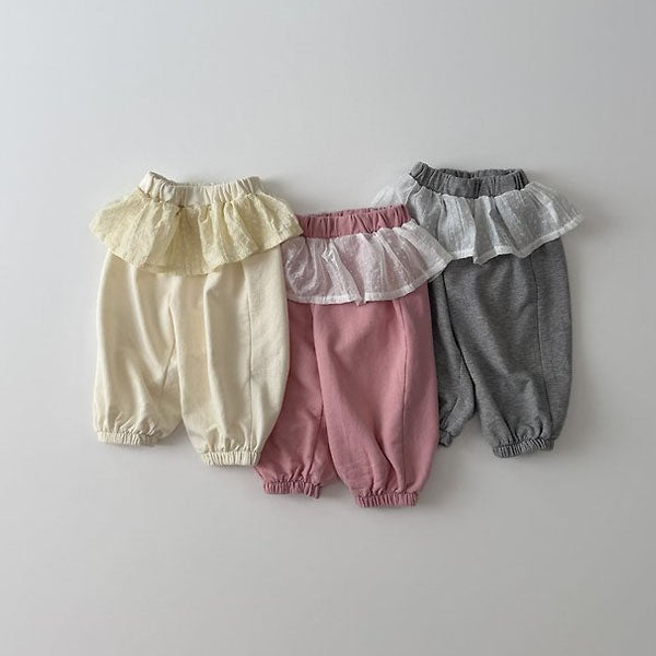 Lala Joggers Korean toddler pants in cream made in Korea
