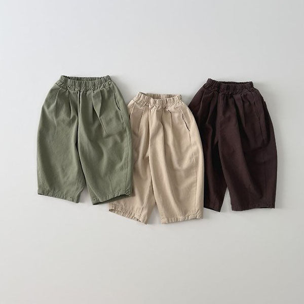Tongtong Cotton Wide-Leg Pants Korean toddler pants in light beige made in Korea
