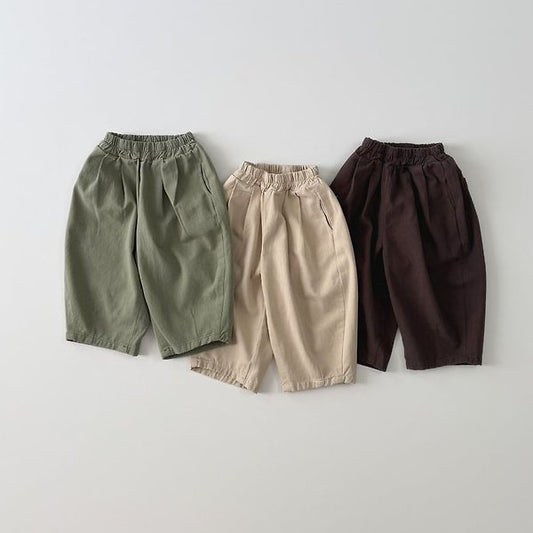 Tongtong Cotton Wide-Leg Pants Korean toddler pants in light beige made in Korea