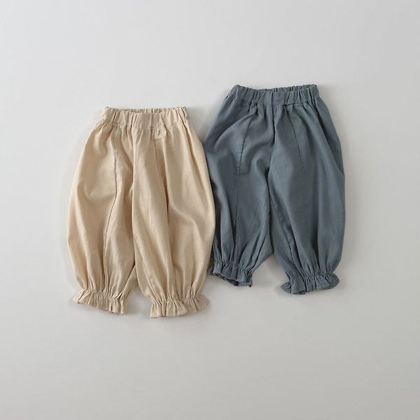 Ruffle Jogger Pants Korean toddler pants in cream made in Korea
