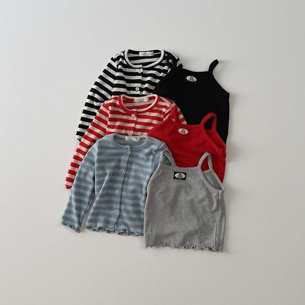Pong Pong Tank Top & Cardigan Set Korean toddler sweater in sky blue made in Korea
