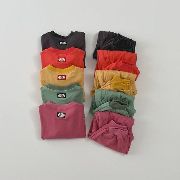 We Are Color-Block Set Korean toddler set in green made in Korea
