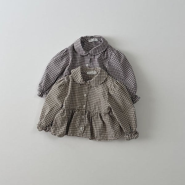 Sweet Check Blouse Korean toddler blouse in purple made in Korea