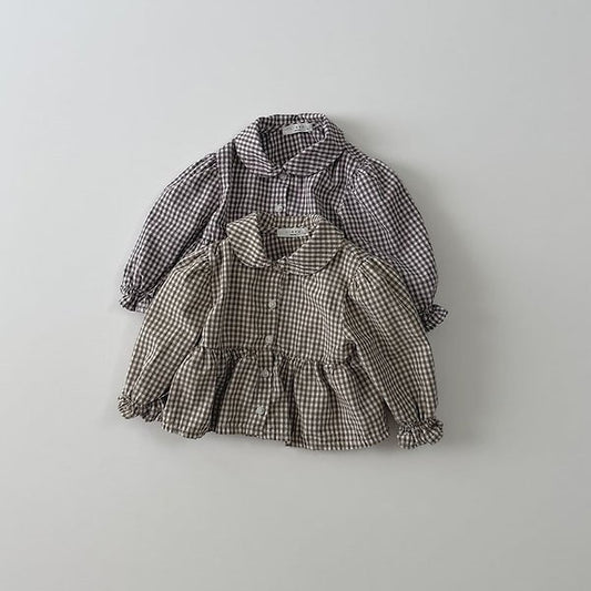 Sweet Check Blouse Korean toddler blouse in purple made in Korea