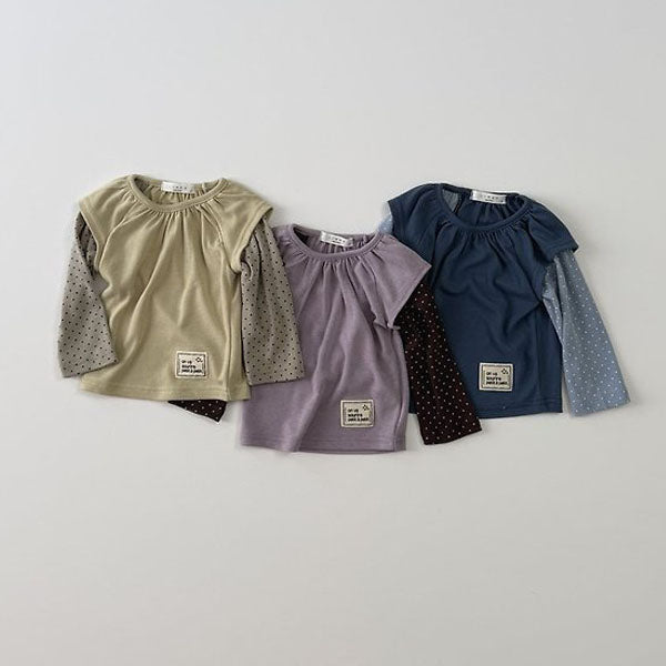 Polka Dot Layered Tee Korean toddler t-shirt in purple made in Korea