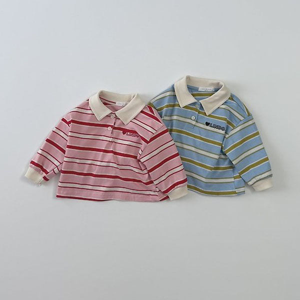 Embroidered Collar Tee Korean toddler t-shirt in pink made in Korea