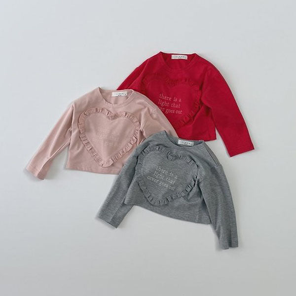 Hearts Ruffle Tee Korean toddler t-shirt in red made in Korea