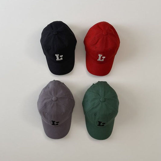 L Logo Ball Cap Korean toddler accessory in purple made in Korea