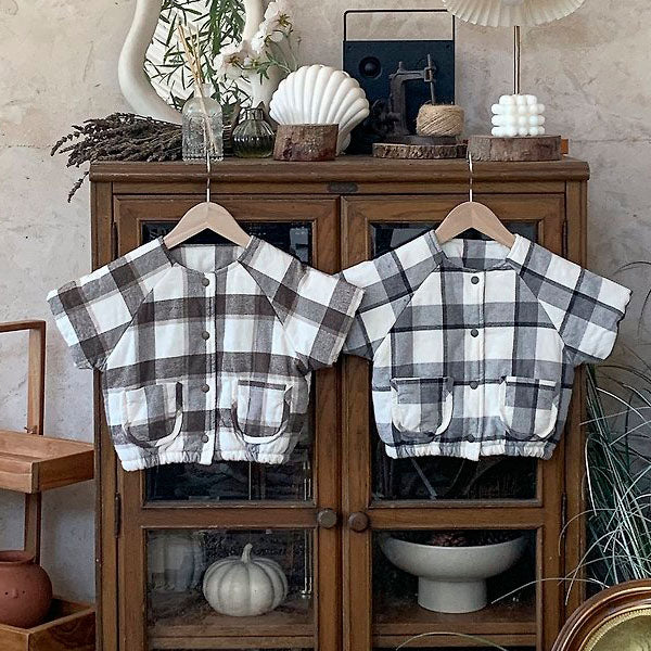 Check Jacket Korean infant jacket in brown made in Korea