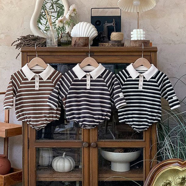 Stripe Bodysuit Korean infant bodysuit in brown made in Korea