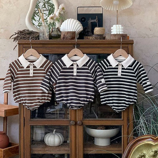 Stripe Bodysuit Korean infant bodysuit in brown made in Korea