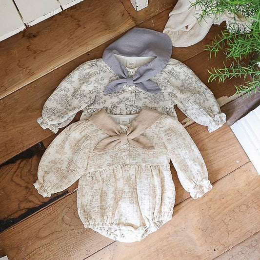 Brie Cape Bodysuit Korean infant bodysuit in beige made in Korea
