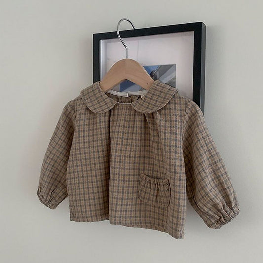 Double Blouse Korean infant blouse in khaki made in Korea