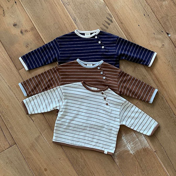 Ridon Stripe Tee Korean infant t-shirt in cream made in Korea
