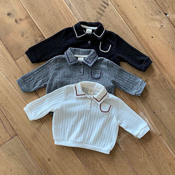 Tiny Collar Tee Korean infant t-shirt in cream made in Korea
