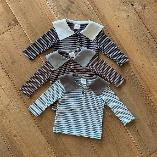 Kenny Collar Tee Korean infant t-shirt in white made in Korea