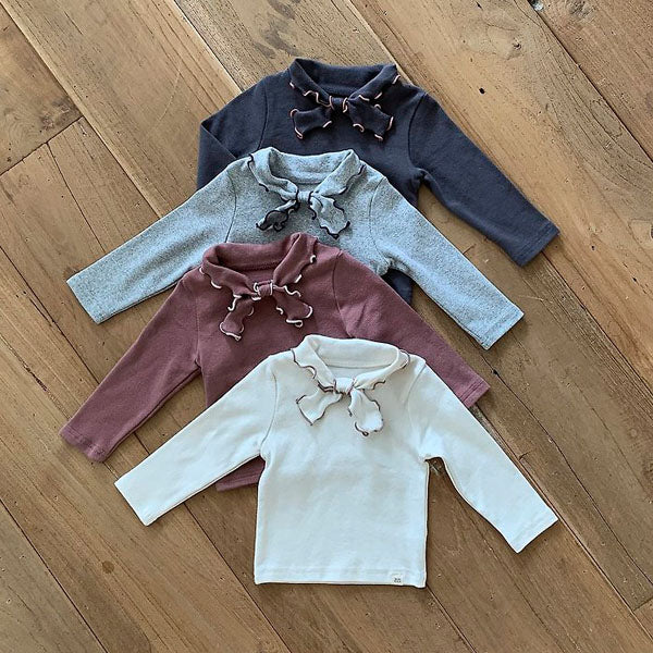 Tie Tee Korean infant t-shirt in cream made in Korea