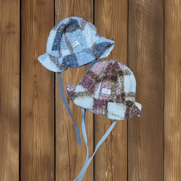 Roy Check Bucket Hat Korean infant accessory in pink made in Korea