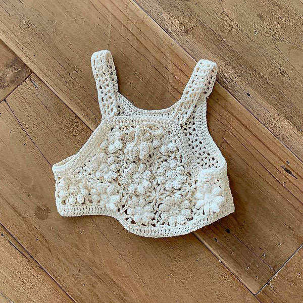Hand-Crocheted Bustier Korean kids tops in natural made in Korea